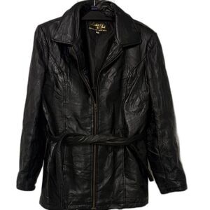 Leather & Soul Patchwork BLACK GENUINE Leather Jacket (Womens XL)